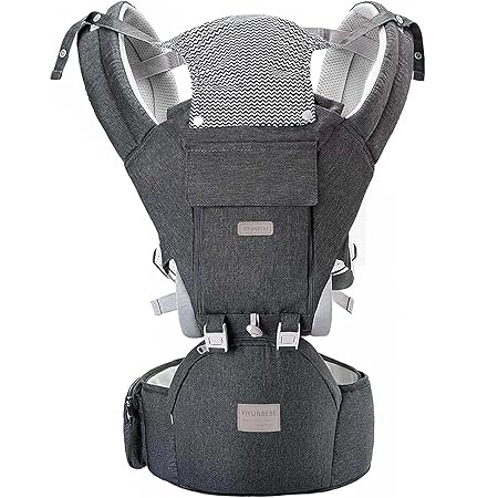 YIYUNBEBE Newborn Baby Carrier With Hip Seat Baby Holder Backpack Baby Carriers Front And Back For Carrying(Dark Grey)
