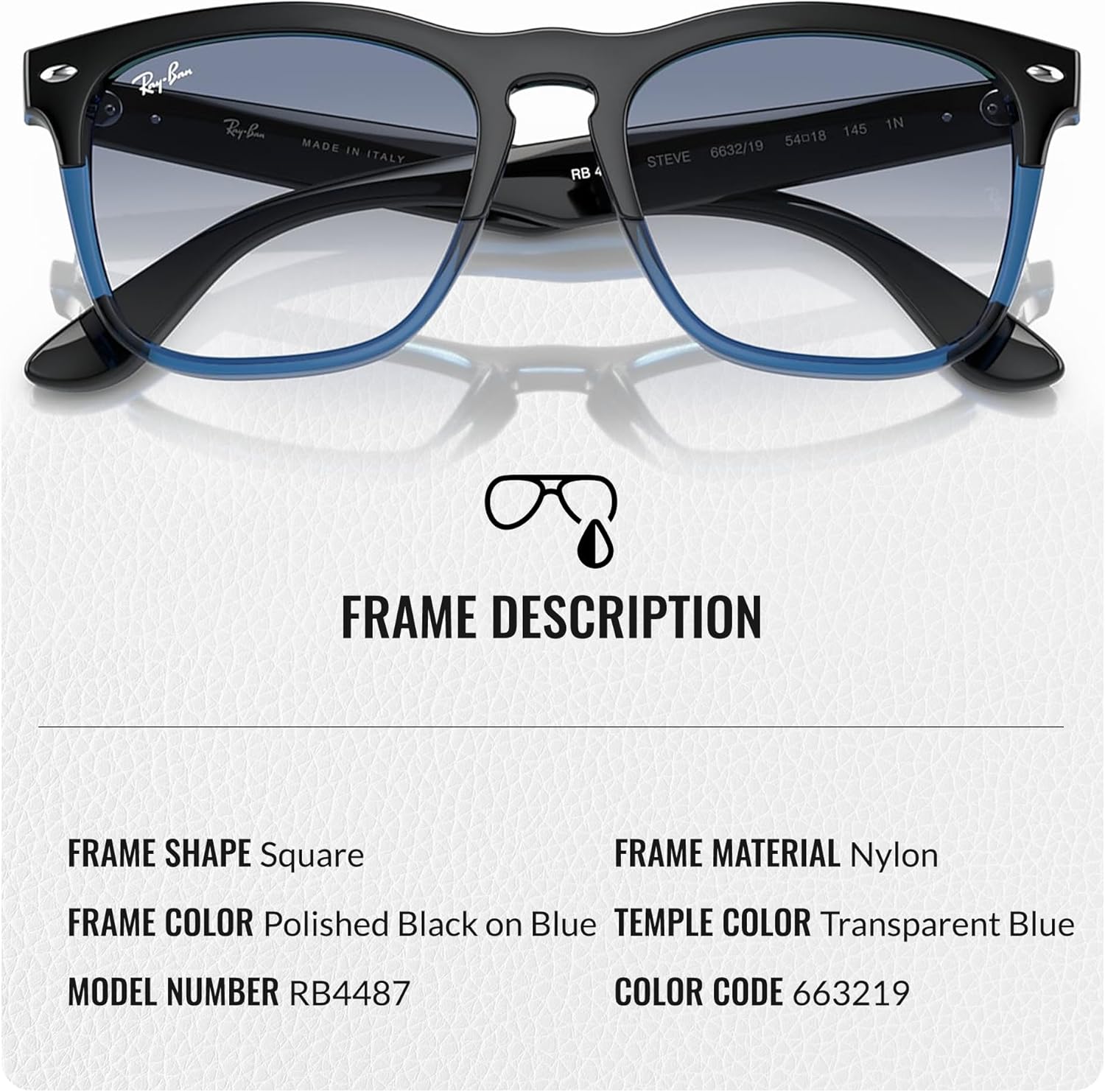 Ray-Ban RB4487 STEVE Square Shaped Sunglasses for Men & Women with Official RAYBAN Eyewear Kit - Image 3