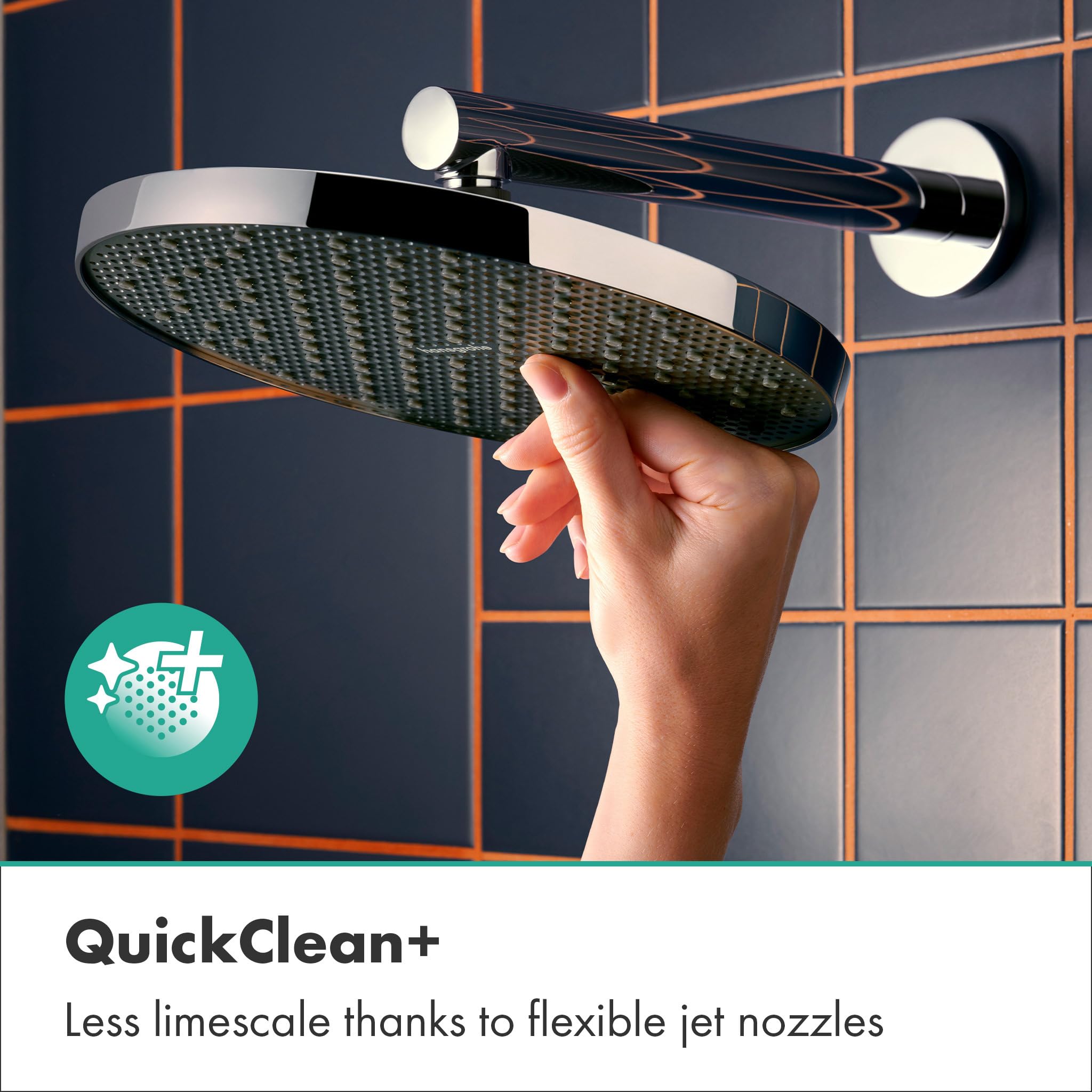 hansgrohe Activera S - wassersparende Kopfbrause (EcoSmart+), runde Duschbrause (240 mm), Regendusche mit 1 Strahlart für Wand- oder Deckenmontage, Brausekopf mit Antikalk-Funktion, Chrom, 28057000