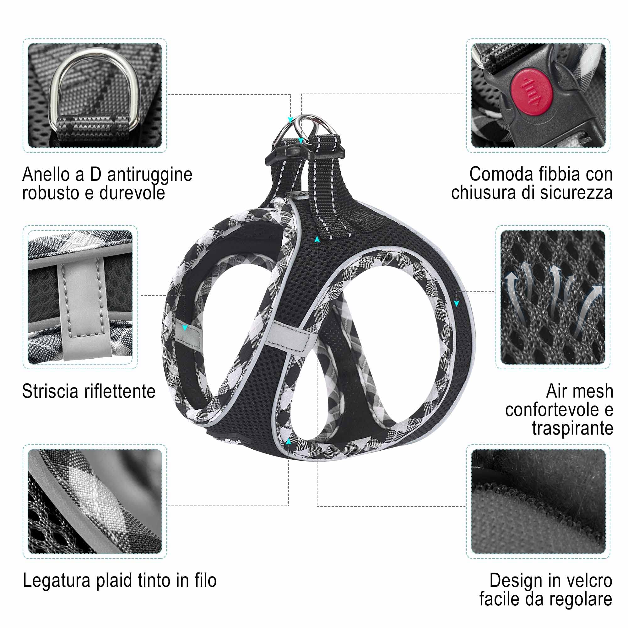 haapaw Pettorina per cani e guinzaglio, senza tirare, regolabile, riflettente Step-in, pettorina imbottita ispessita, per cani extra piccoli/piccoli e medi