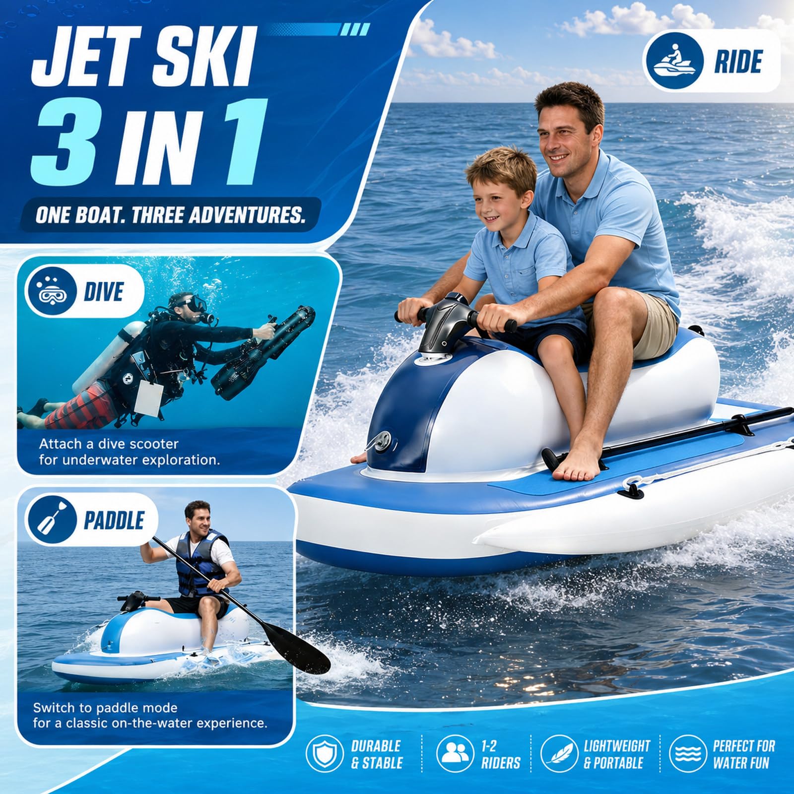 Gommone Gonfiabile con Kit Immersione per Adulti e Ragazzi Powered