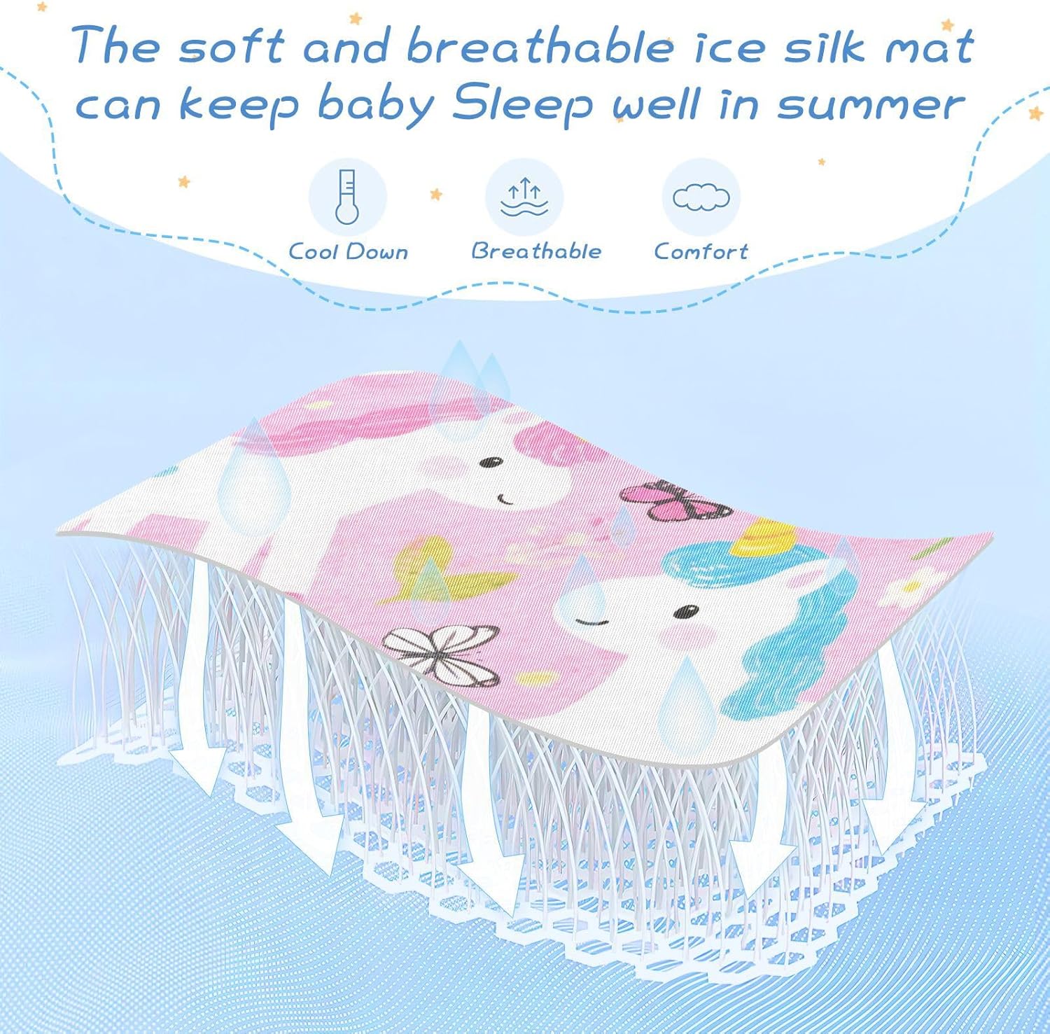 Cute Cartoon White Unicorns Cooling Baby Bed Mattress Cover 28" x 52" Washable Mattress Pads for Baby&Toddler