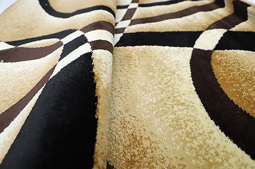 Miniatura 5 de GLORY RUGS Alfombra moderna de 5 x 7 pulgadas, diseño de remolinos beige, para dormitorio, sala de estar, comedor, contemporáneo, colección Sevilla,