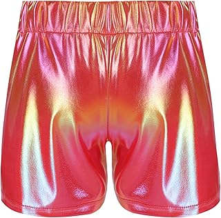 Freebily Pantalones Cortos Brillante Metálico Niña Pantalones De Deportivo Entrenamiento Pantalones De Color Sólido Pantalones De Baile para Jazz Hip Hop