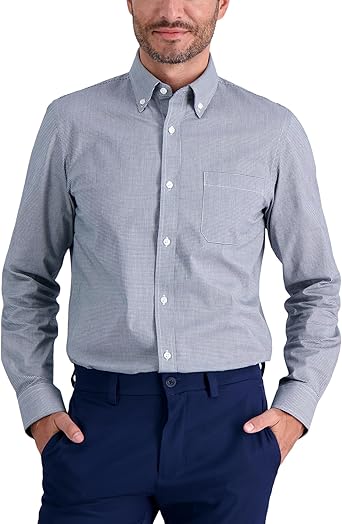 Haggar Mens Premium Comfort Slim Fit Wrinkle Resistant Dress Shirt Black