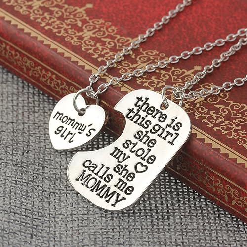 Miniatura 2 de Sexy Sparkles Collar de 2 piezas de 2 piezas con texto en inglés "Mommy's Girl and There is this Girl She Stole My Heart She calls me Mommy's Girl