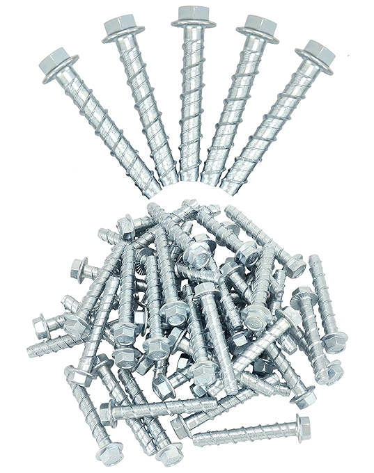 QWORK 大直径混凝土螺丝 50片 钢镀锌防腐