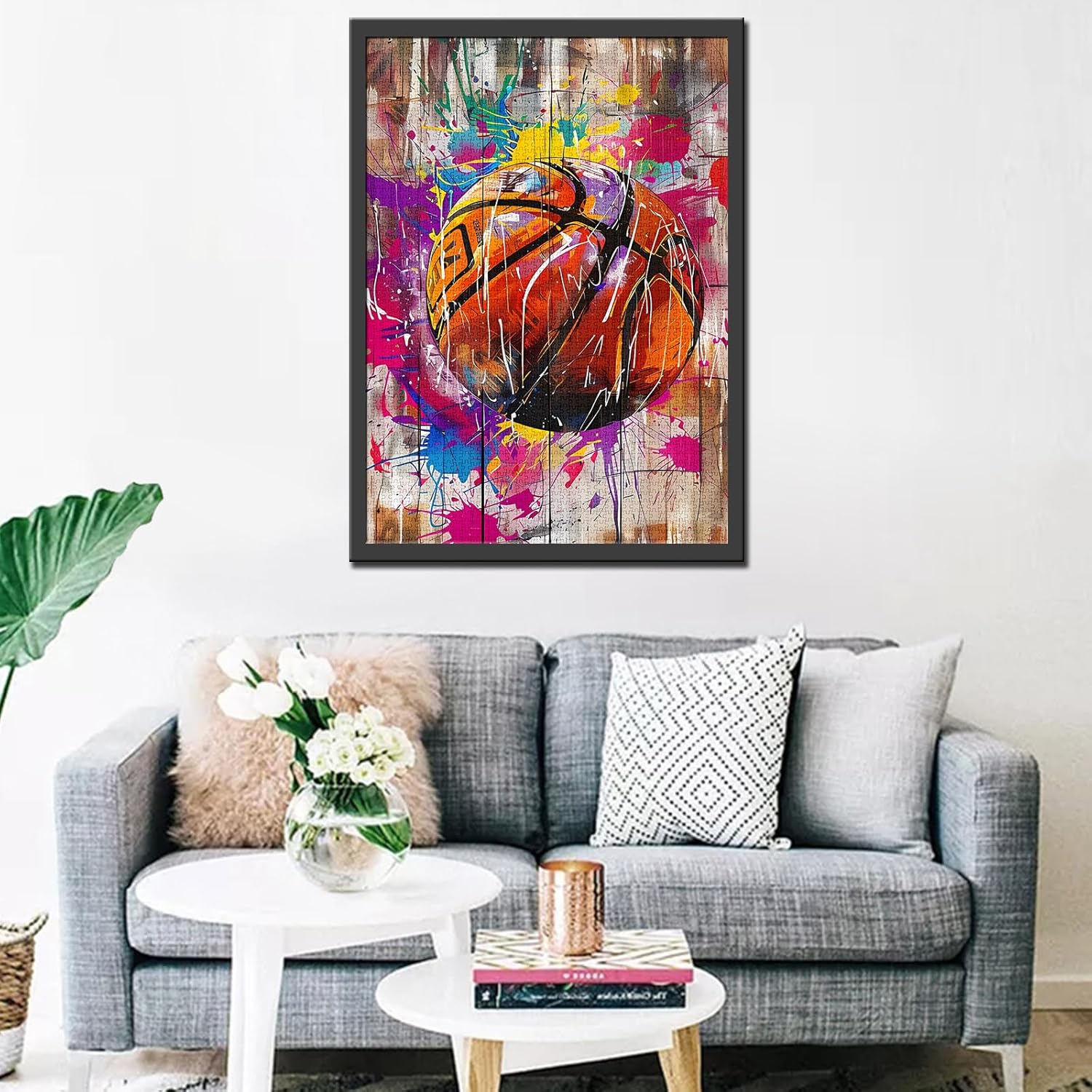 1000 Piece Jigsaw Puzzles for Adults,Sports Graffiti Basketball Jigsaw Puzzles，Funny Ball Sports Graffiti Street Banksy Puzzle，Challenging Family Activity Perfect for Game Nights，Puzzle Wall Art Decor