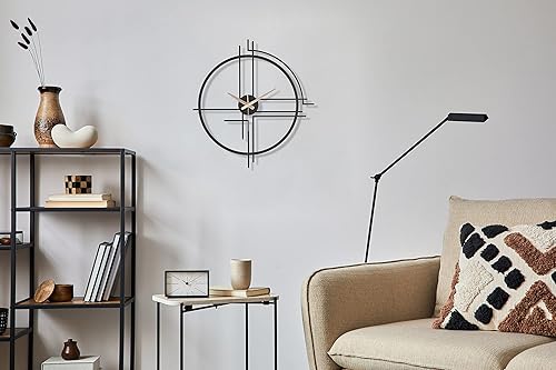 Miniatura 6 de Reloj de pared de metal grande – Reloj de pared de metal silencioso 3D sin tictac – 24 pulgadas moderno arte decorativo de lujo para sala de estar,