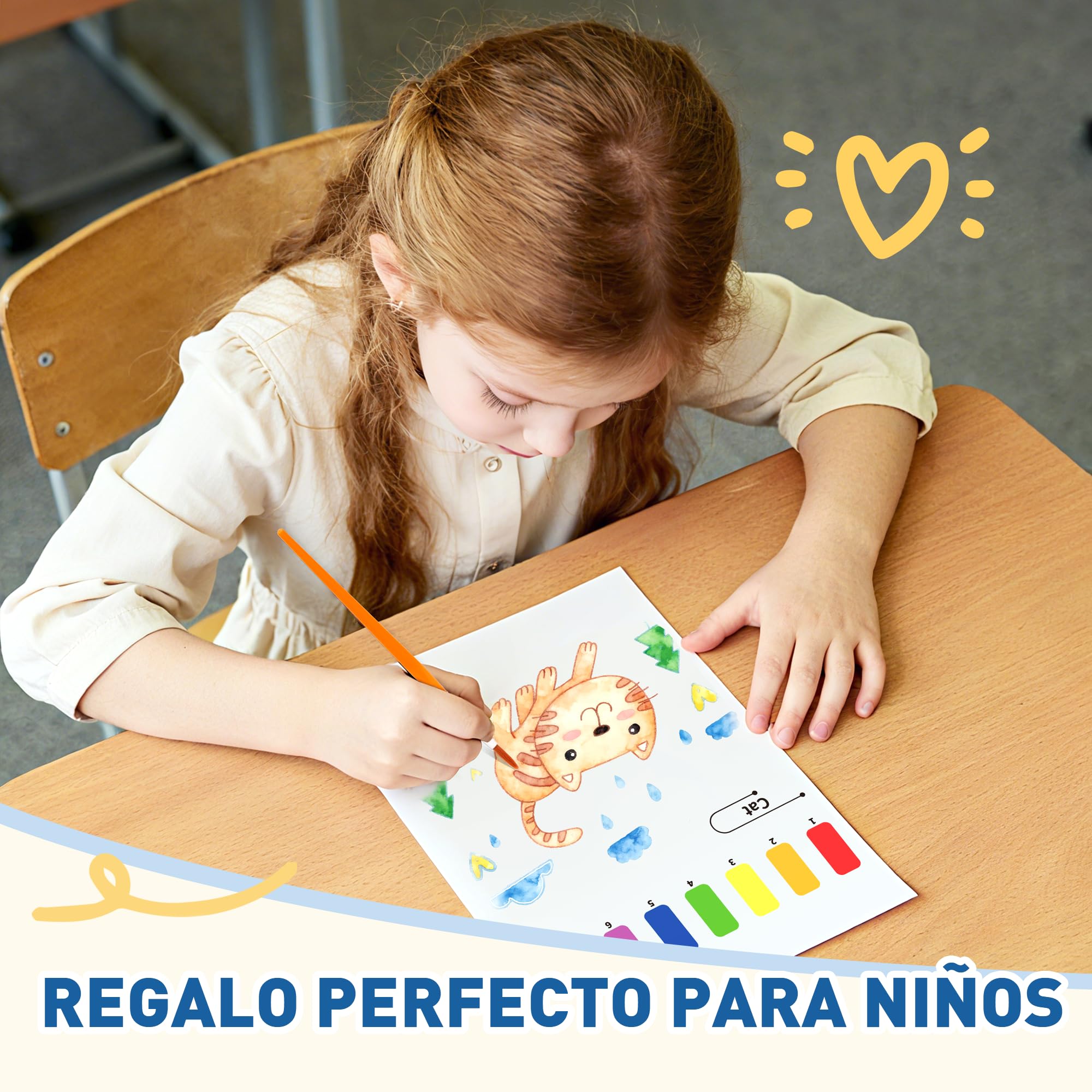 YPLUS Pintura con Libros de Agua para Niños Pequeños，Papel de Acuarela para Edades de 1 a 4 años，Regalo de Arte Artesanal con Pincel e Ilustraciones de Animales Incluidas
