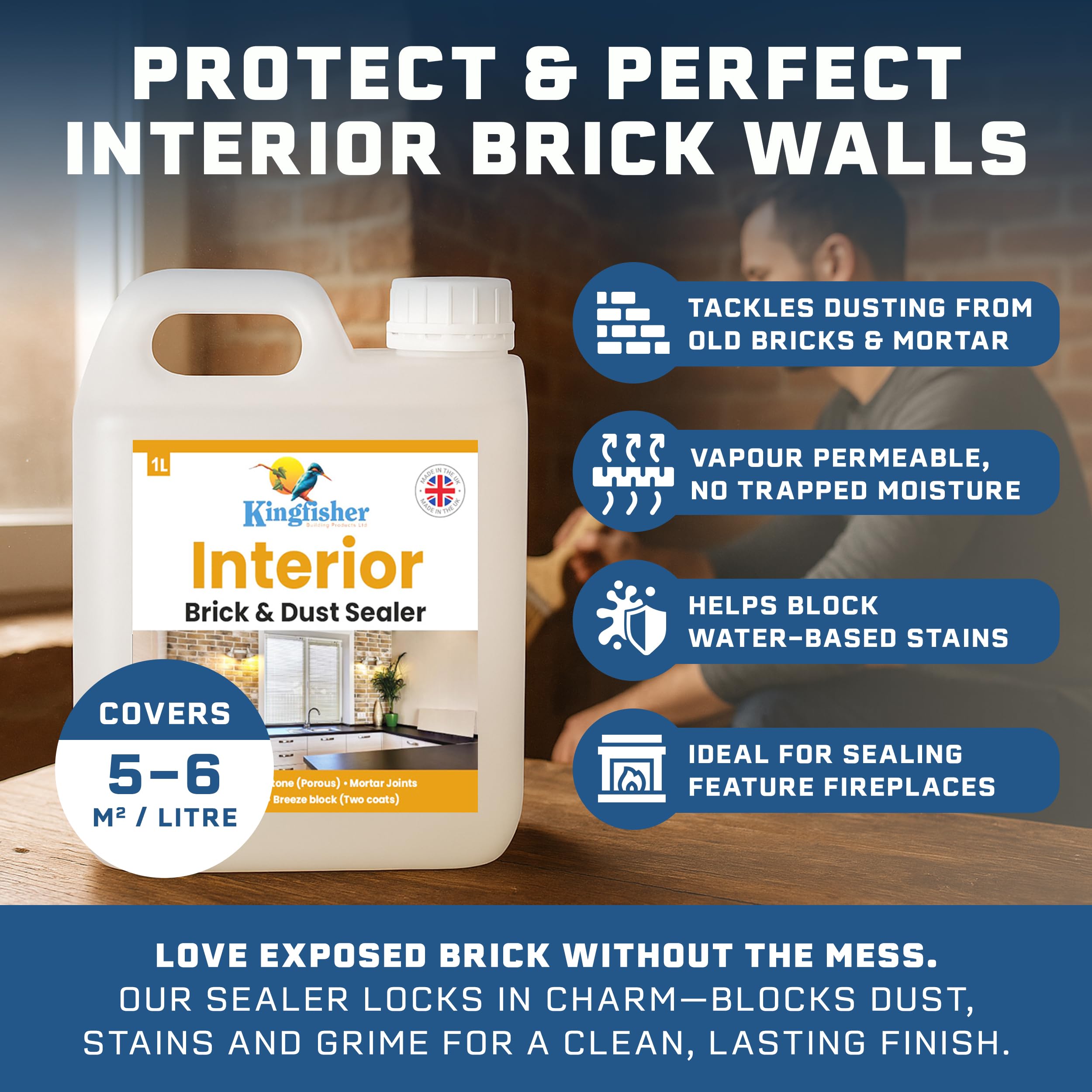 Kingfisher Interior Brick & Dust Sealer- Matt Finish (1 Litre) - Image 2