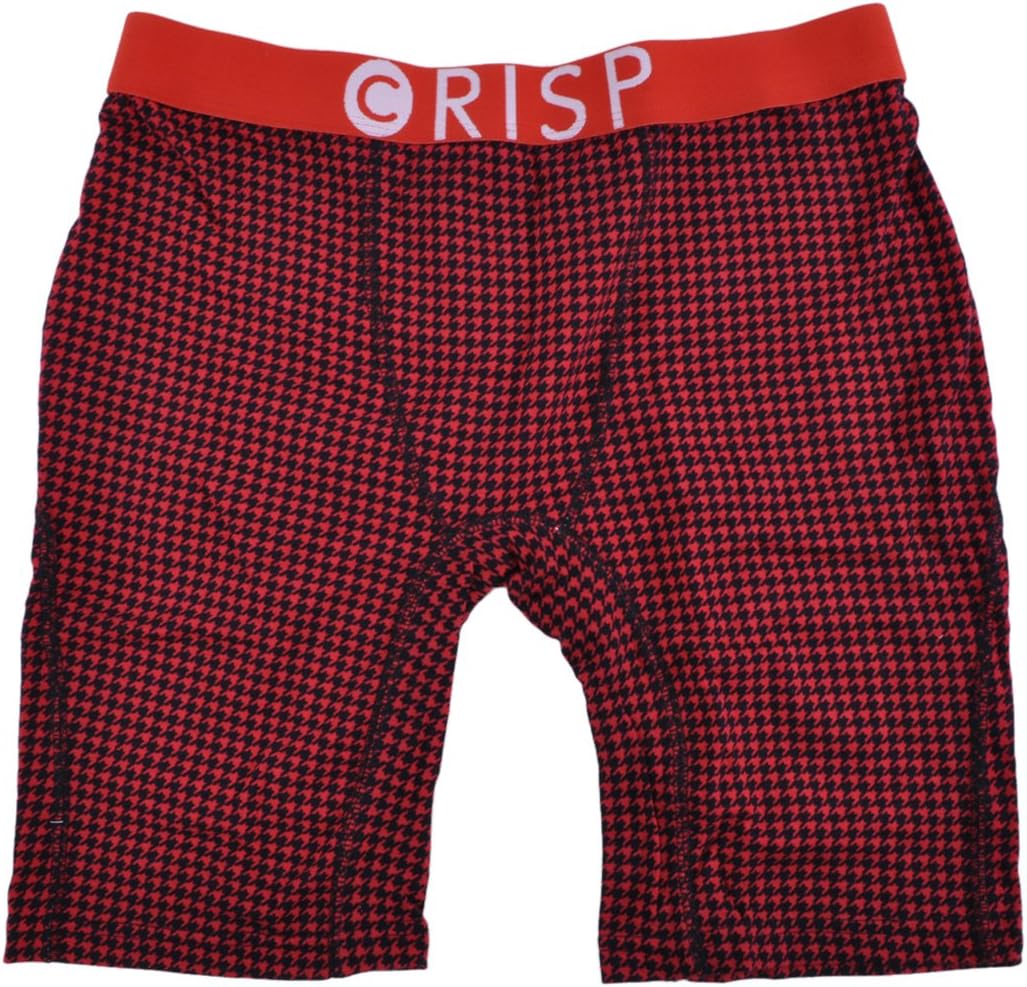 CRISP BOXERS Mens Houndstooth Boxer Brief Red Small