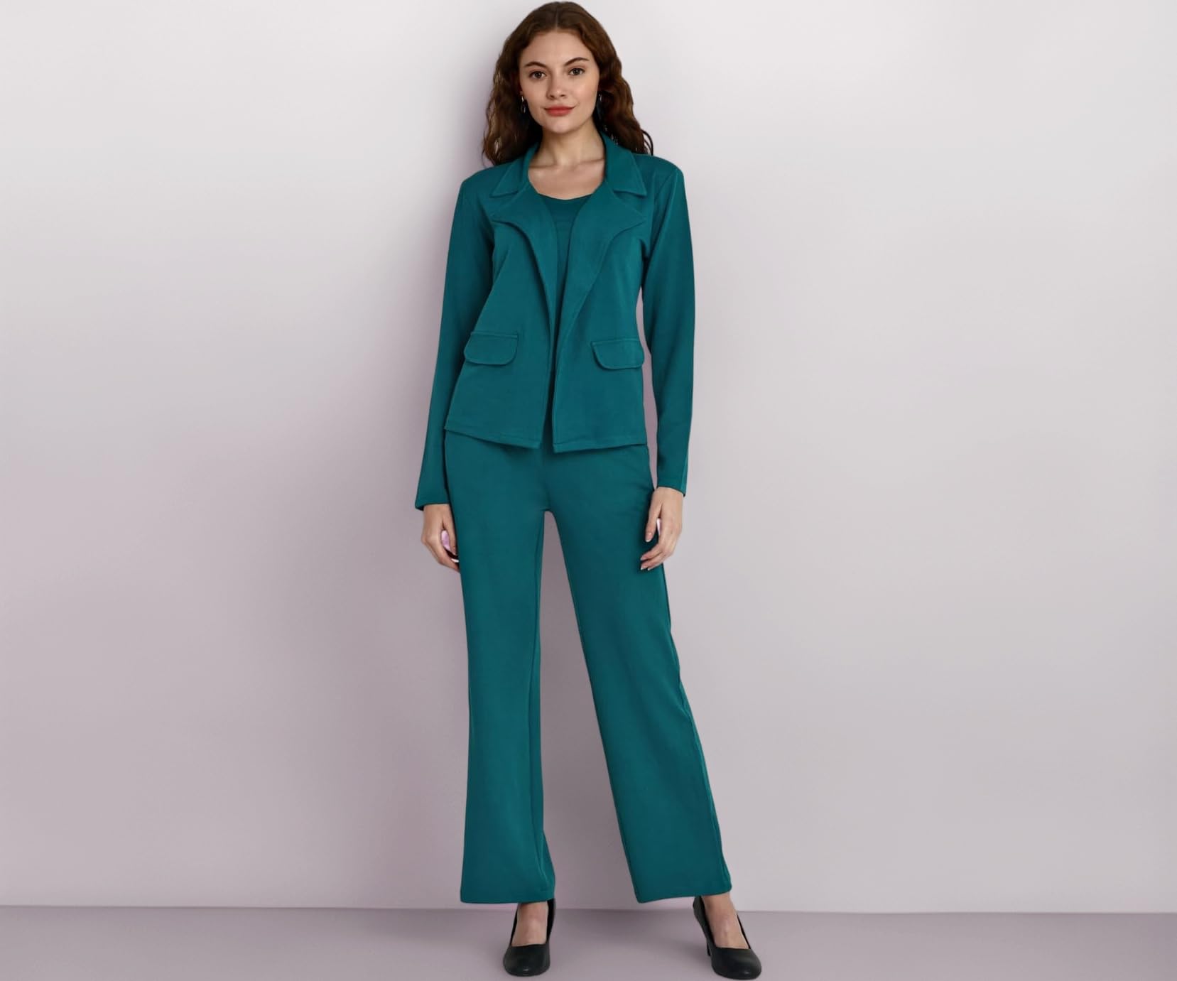 Leriya Fashion Co ord Set for Women Stylish | Lycra Blend Western Blazer Suit 3 Piece Co ord Set | Casual Blazer for Women Stylish Formal Professional Office Wear
