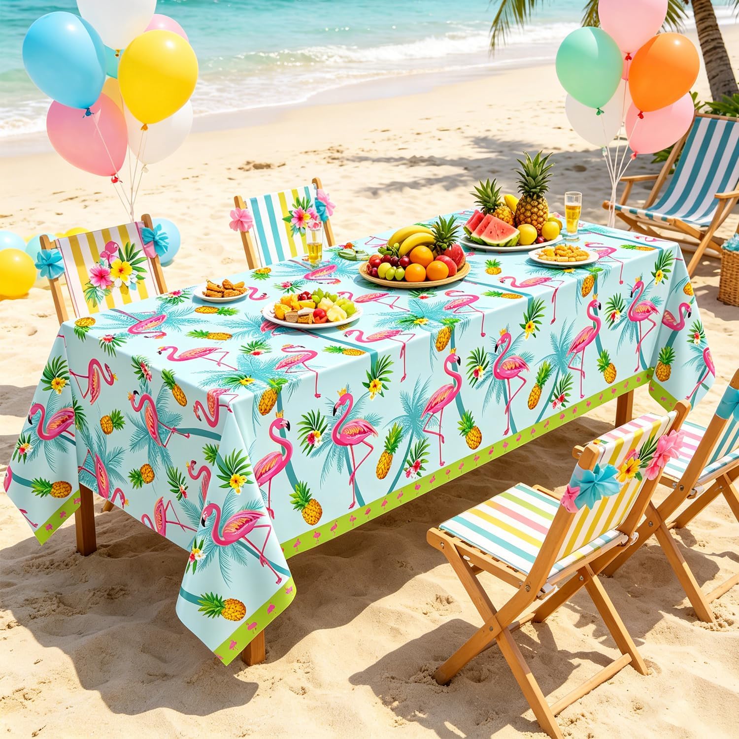 YJZCP 4 Pack Flamingo Tablecloth Hawaiian Tropical Table Cloth Disposable Luau Table Covers Hawaiian Themed Party Decorations for Flamingo Pool Beach Picnic Birthday Party Supply 51 x 86 in
