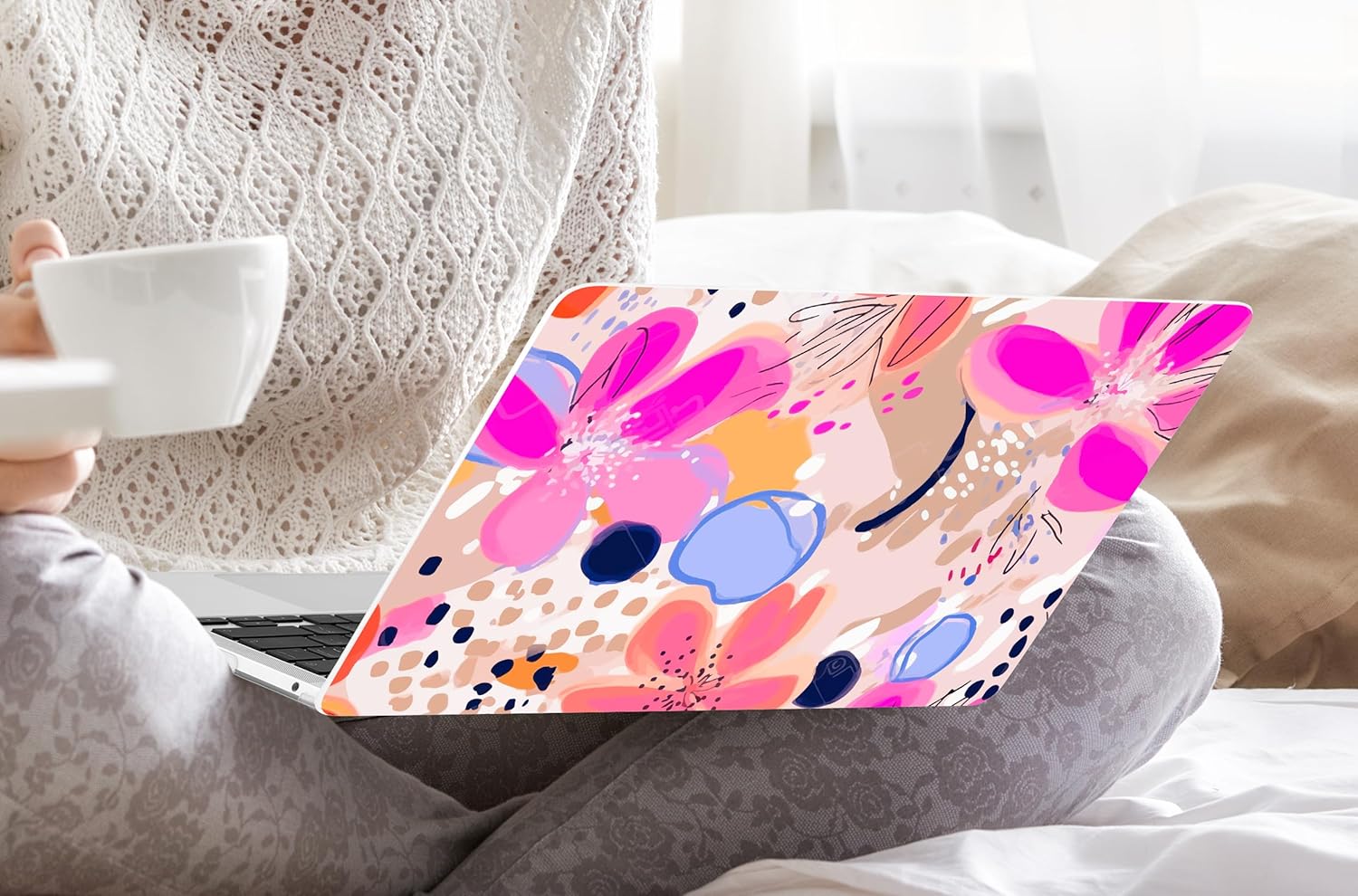 DONGKE Compatible with MacBook Pro 13 inch Case 2024 2023-2020 Release A2338 M2/M1 A2251 A2289 with Retina Display & Touch ID, Plastic Hard Shell & Keyboard Cover & Screen Film - Floral Artistic