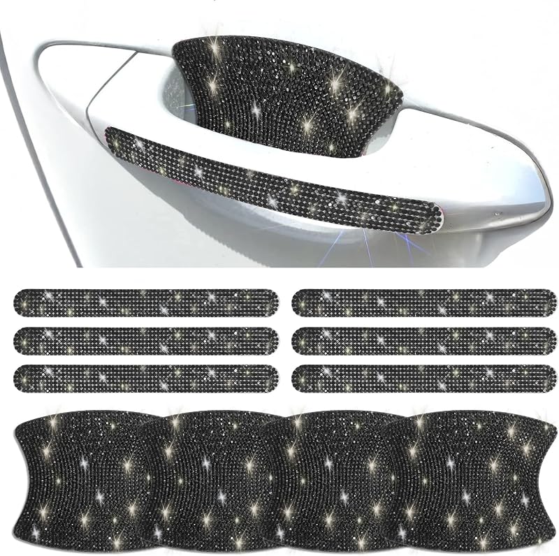 Protetor de maçaneta automotiva com strass zmoso cinza – Kit com 10 unidades