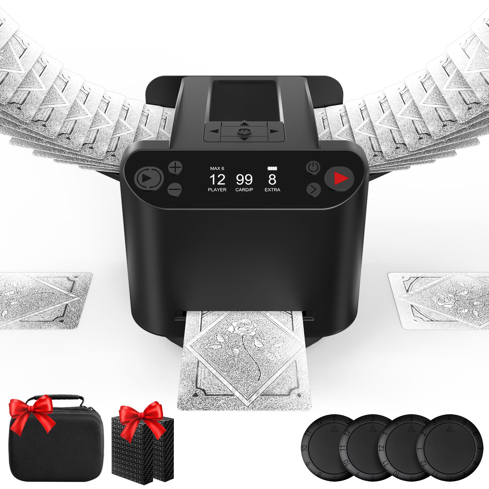 Automatic Card Shuffler and Dealer Machine,4 Drawing Remotes&Bag&poker