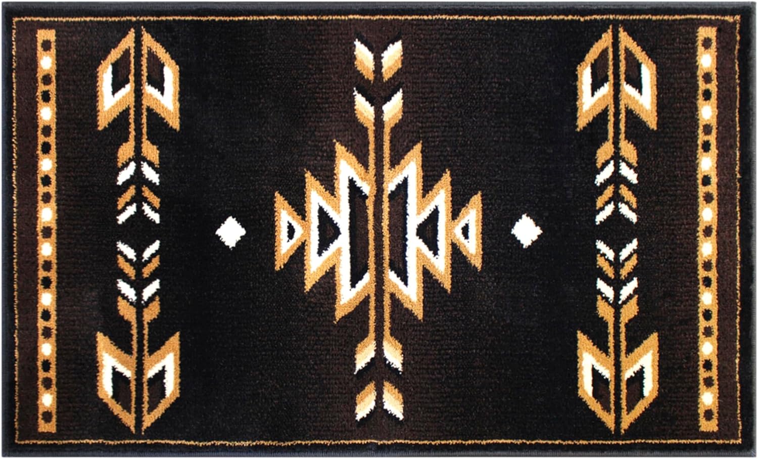 EMMA + OLIVER Southwestern Olefin Accent Rug - Geometric Arrow Design in Brown - 2'x3' - Moisture & Stain Resistant - Non-Shedding Fibers - Jute Backing