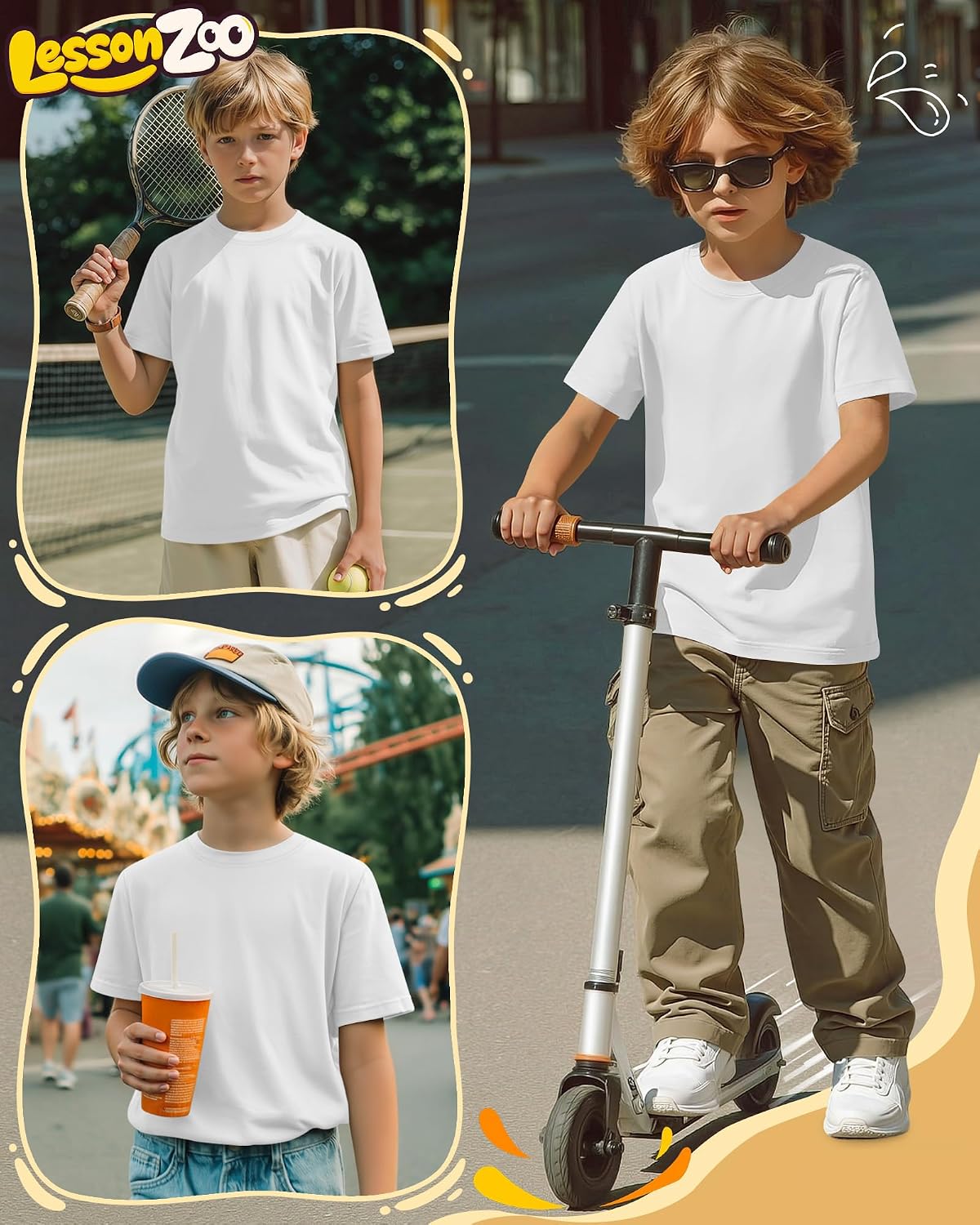Boys Short Sleeve Shirts Kids Summer Crew Neck T-Shirt Loose Fit Solid Tops Casual Basic Tee for 5-16 Years