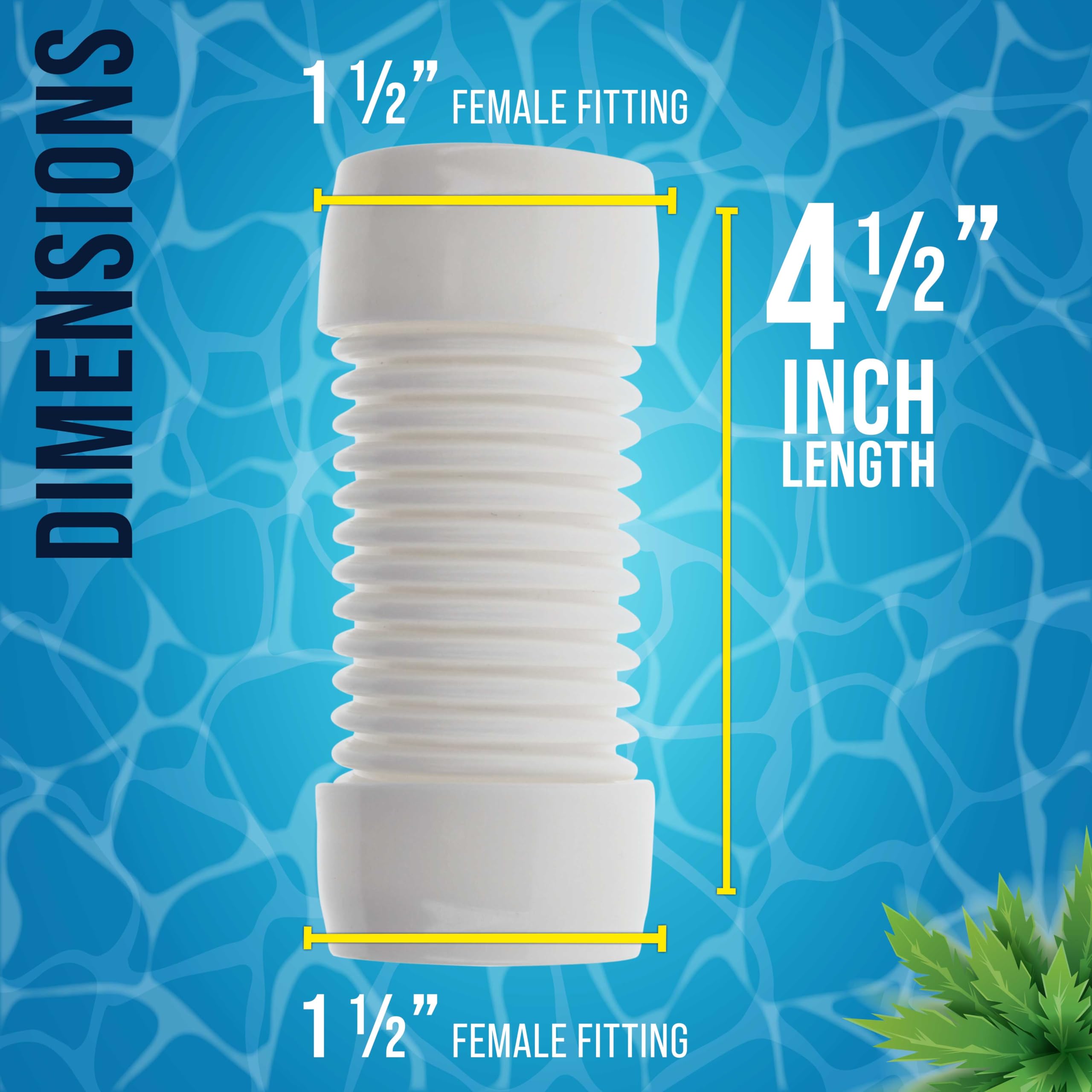 U.S. Pool Supply Adaptador de conector de manguera, conector hembra a hembra de 1.5 pulgadas, paquete de 2, conecta secciones de manguera de vacío macho, limpiadores automáticos de piscina, repuesto