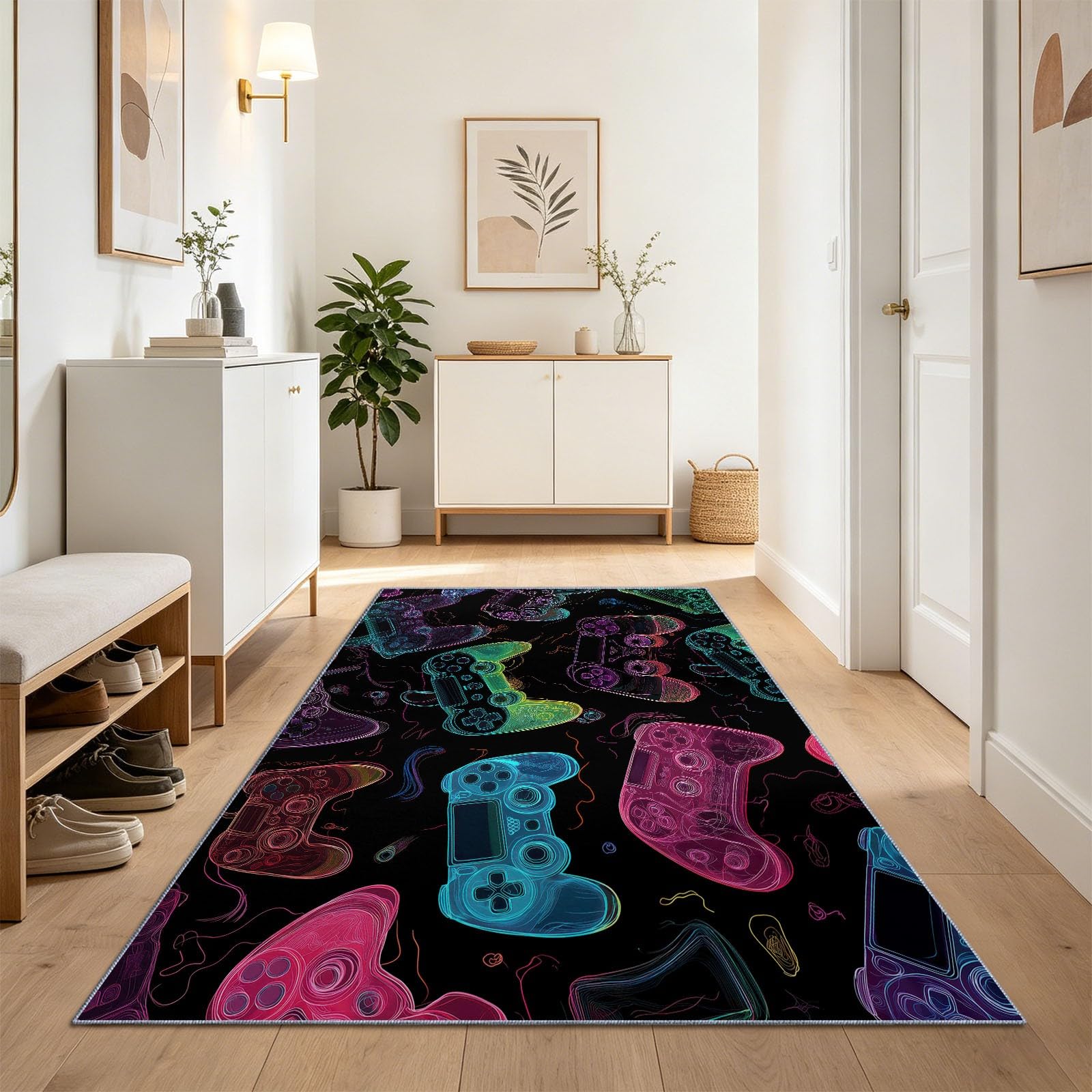 Tapis de couloir neon 60x240 cm lavable et antiderapant style console pour entree