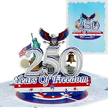 250th Anniversary Patriotic Greeting Card Independence Day American Celebration Card for Veteran's Day Memorial Day 4th of July History Lovers USA Pride Card with Envelope