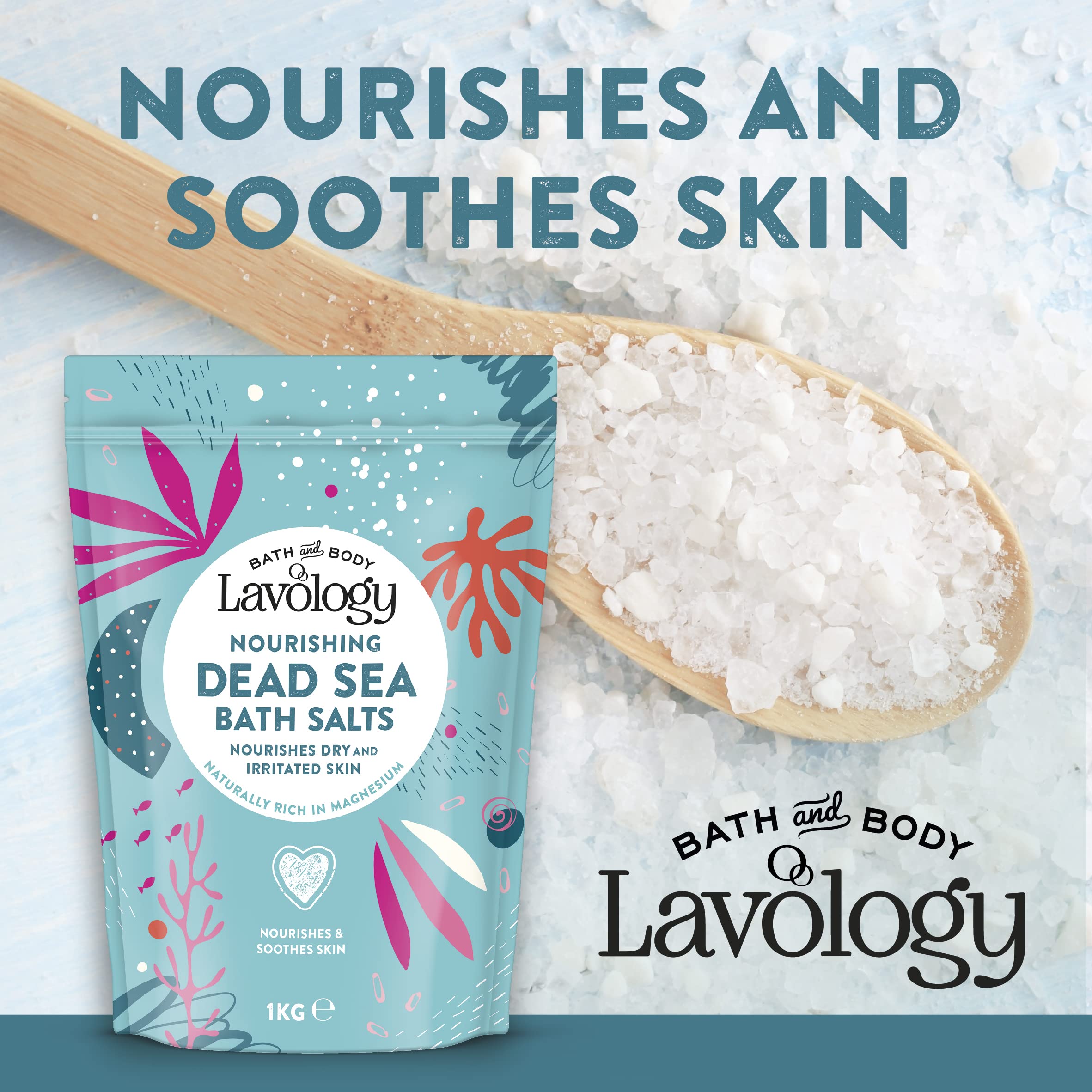Lavology Sel de bain de la Mer Morte - 5kg - Tous les ingrédients naturels - Nourrit les peaux sèches et irritées