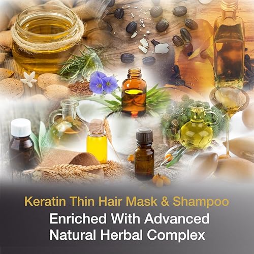 Miniatura 5 de Vitamins Kit de tratamiento capilar con queratina, mascarilla de acondicionador profundo y champú proteico para cabello fino, seco, dañado y teñido