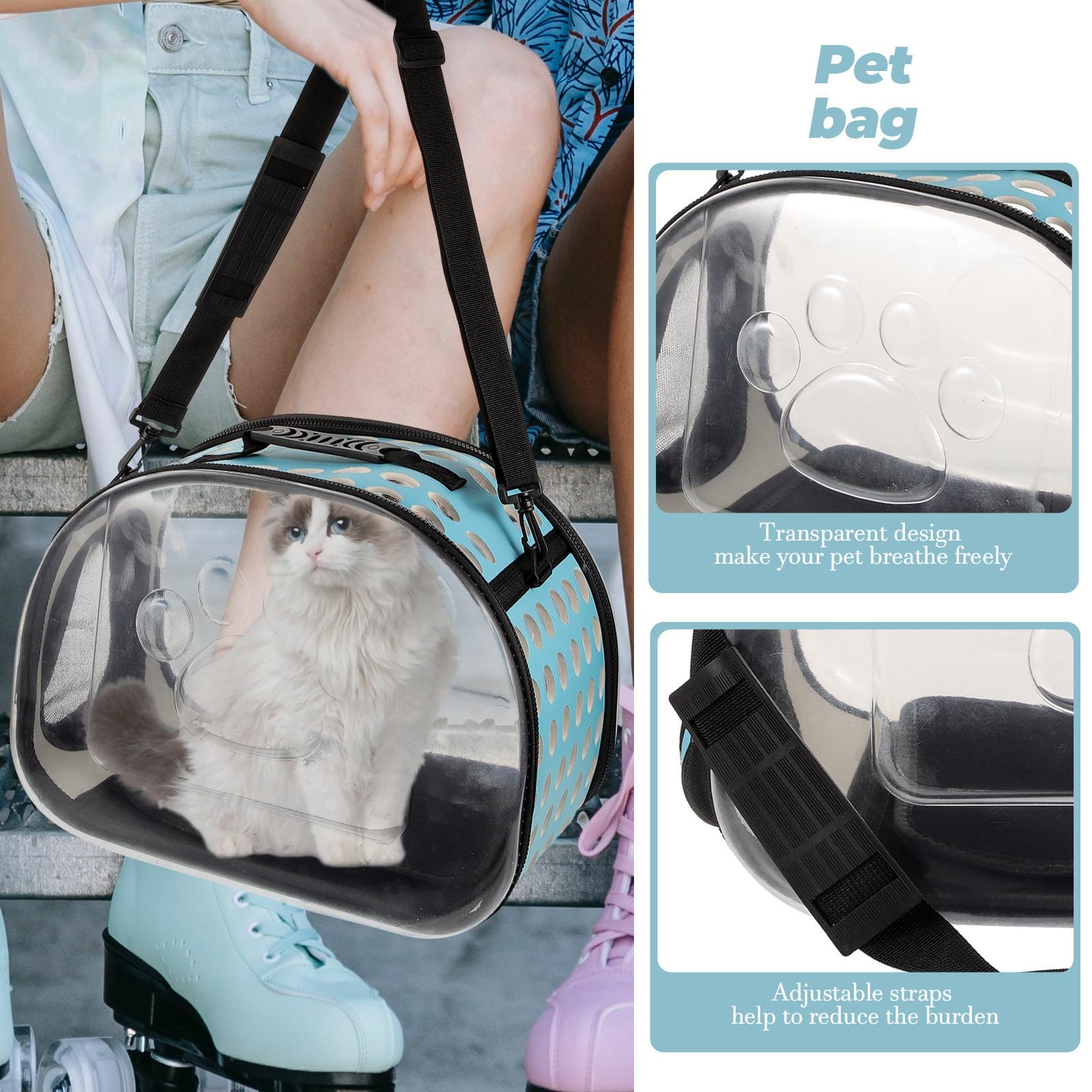 Transparenter Katzen und Hundetransport Rucksack aus Eva, Blau