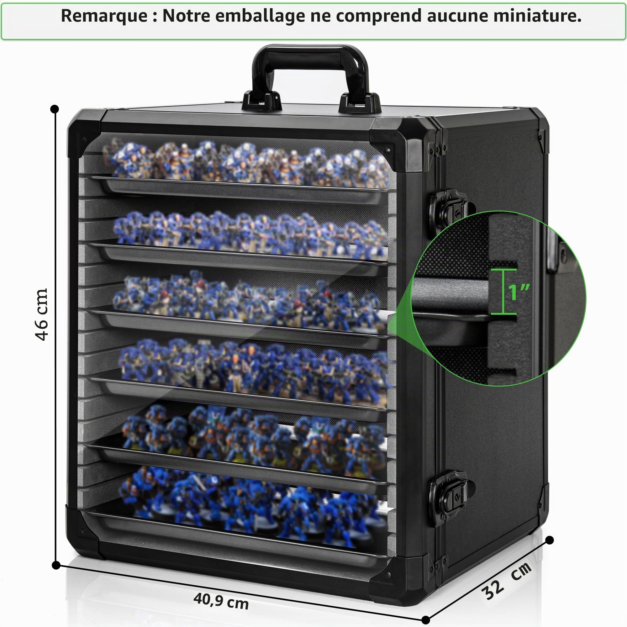 AKOZLIN Malette de rangement miniature avec serrure, 5 compartiments magnétiques en métal, cadre en aluminium 16,1 x 12,6 x 18,1 pouces