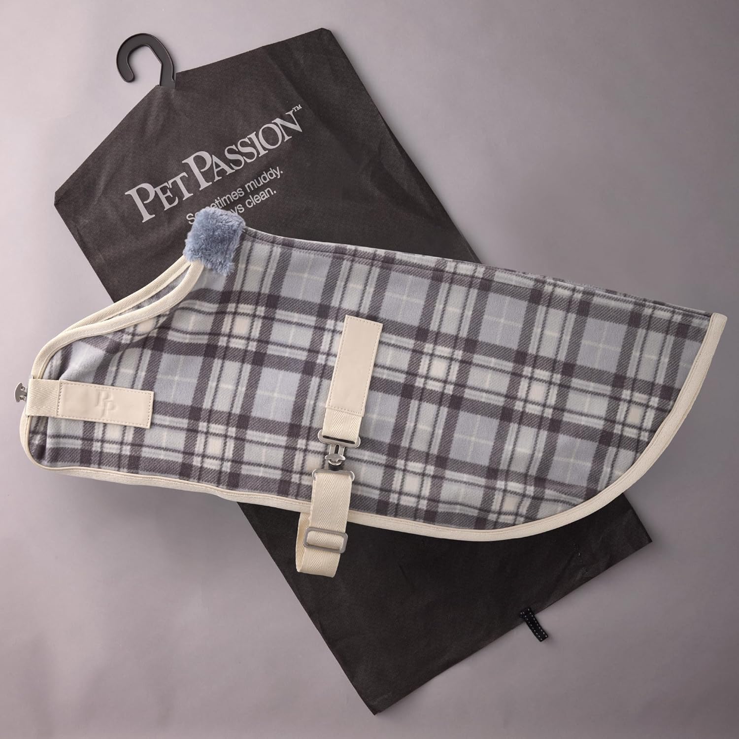Pet Passion Preston II - The Polar Fleece Coat, Recycled Polar Fleece Warm Dog Jacket for Cold Weather for Small, Medium, Large Dogs​, Gray Chesterfield Plaid, XX-Large (70-110 lbs)