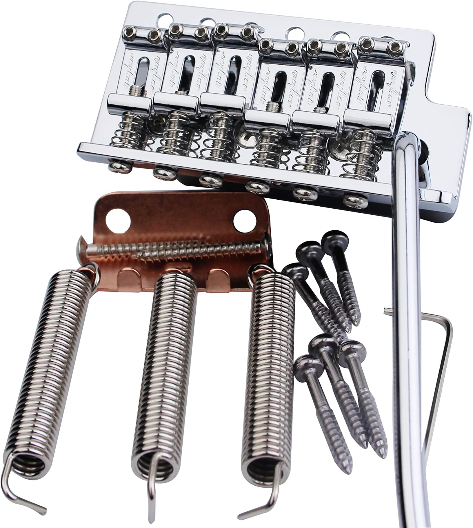 – Tremolo Bridge Vintage Bent Steel Saddles and Zinc Block Compatible with Start ST Electric Guitar (GG-1004, Chrome)