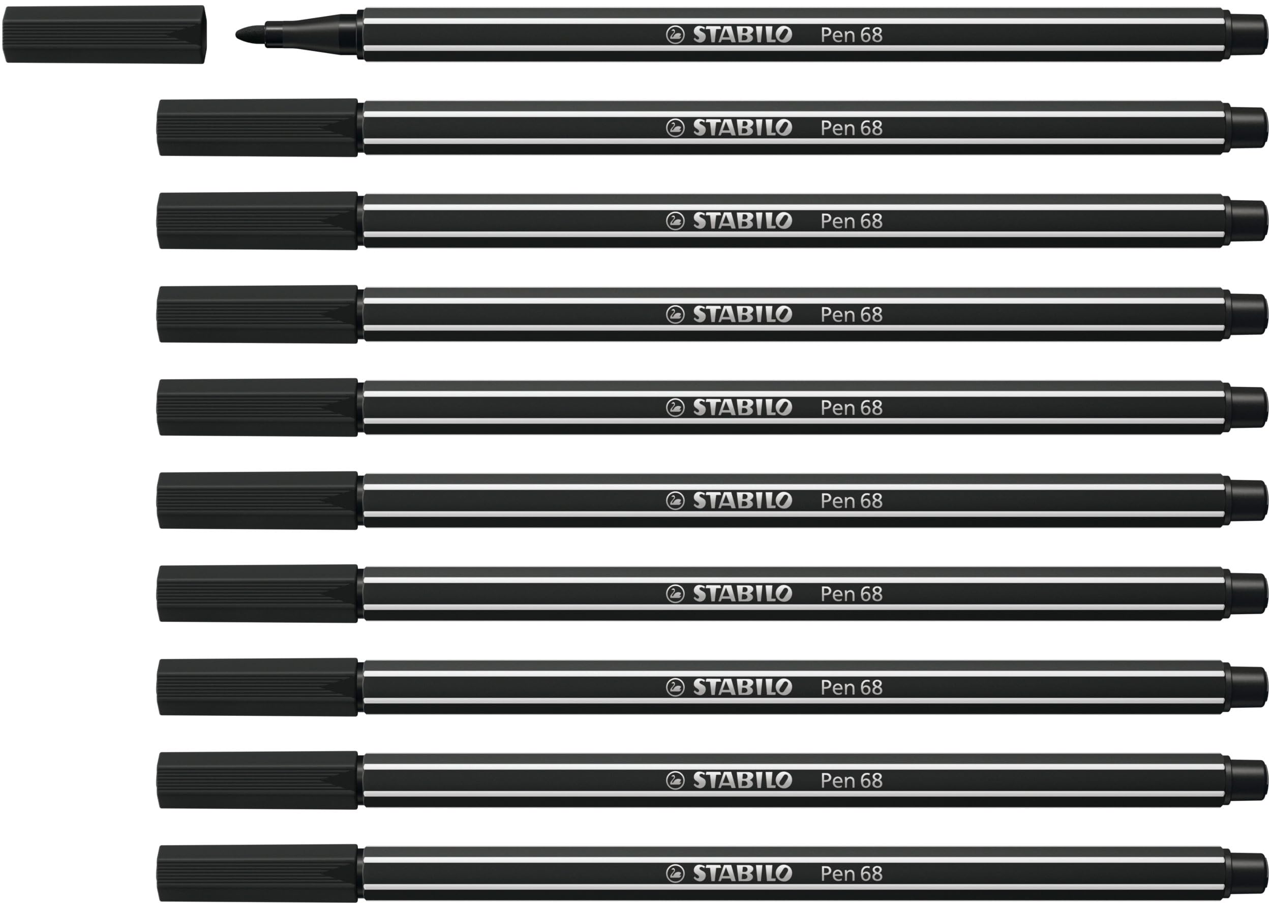 STABILOPen 68 - Premium Fibre-Tip Pen - Pack of 10 - Black