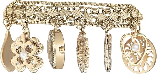 Miniatura 2 de Anne Klein 10-8096CHRM - Reloj de pulsera con dije en tono dorado con cristal de alta calidad para mujer Caja ovalada en tono dorado 108096CHRM