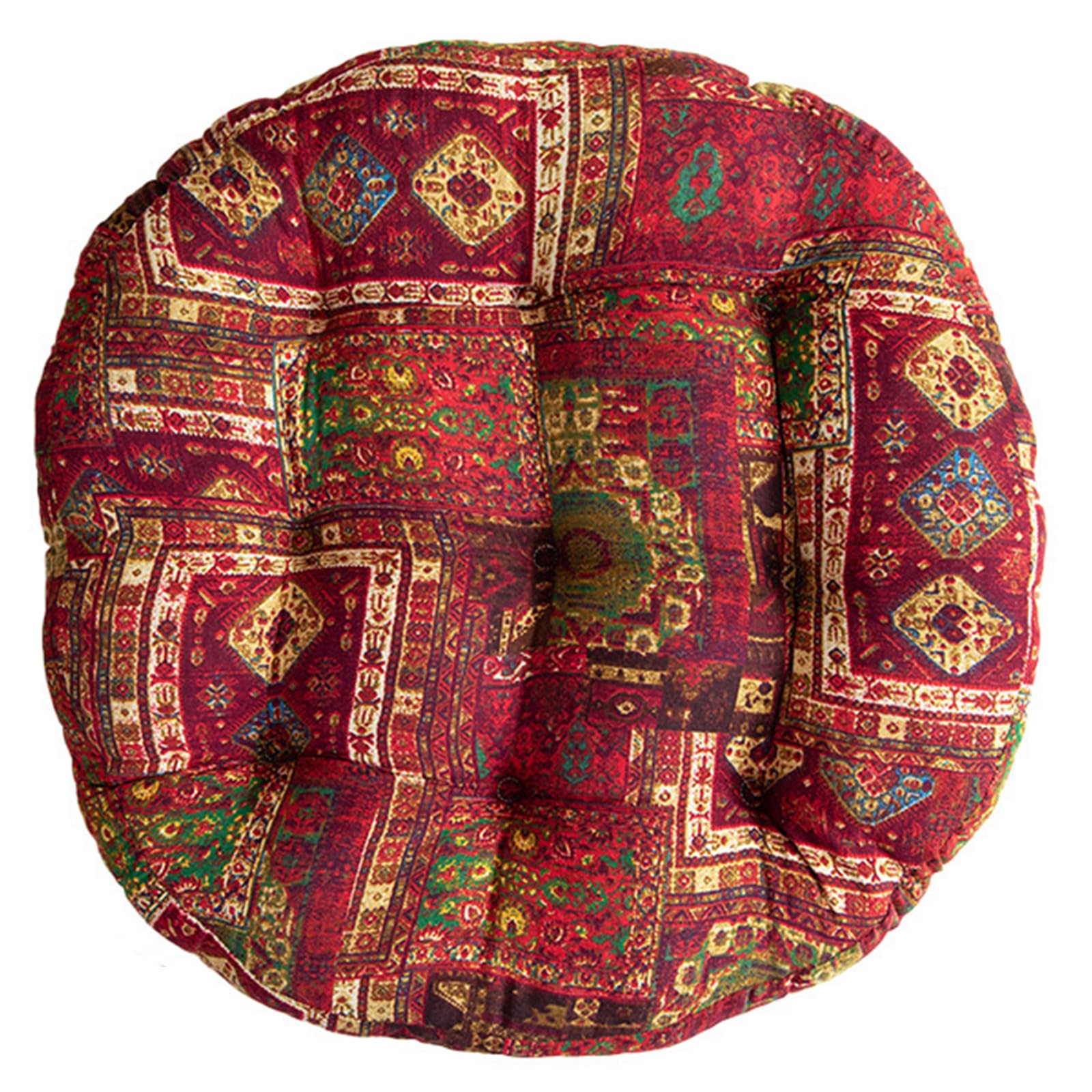 ELEFOCUS Red Bohemian Seat Cushion,Indoor Boho Chair Cushions for Dining Chairs，Round Chair Pad，Decorative Seat Cushions for Kitchen Chairs(Red Round