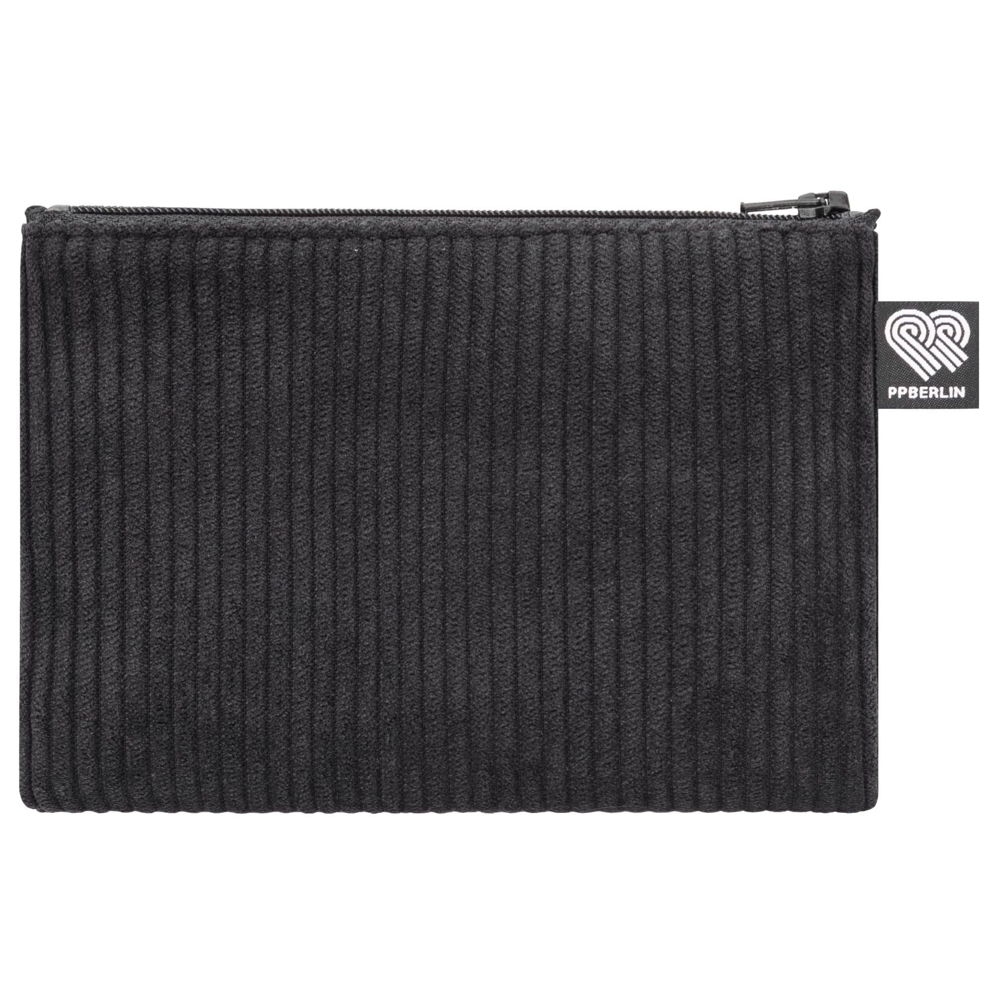 PP-Berlin Cord Etui medium für Damen & Herren Schwarz - Handmade & vegan, Hippe Geldbörse und Aufbewahrungstasche im Reisepass-Format, Made in Germany
