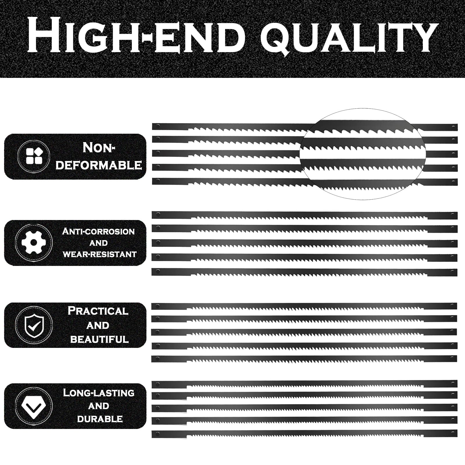 Lot De 20 Lames De Scie à Chantourner - 4 Types (10,15,18,24 Dents) - Longueur 127 Mm - Acier Carbone