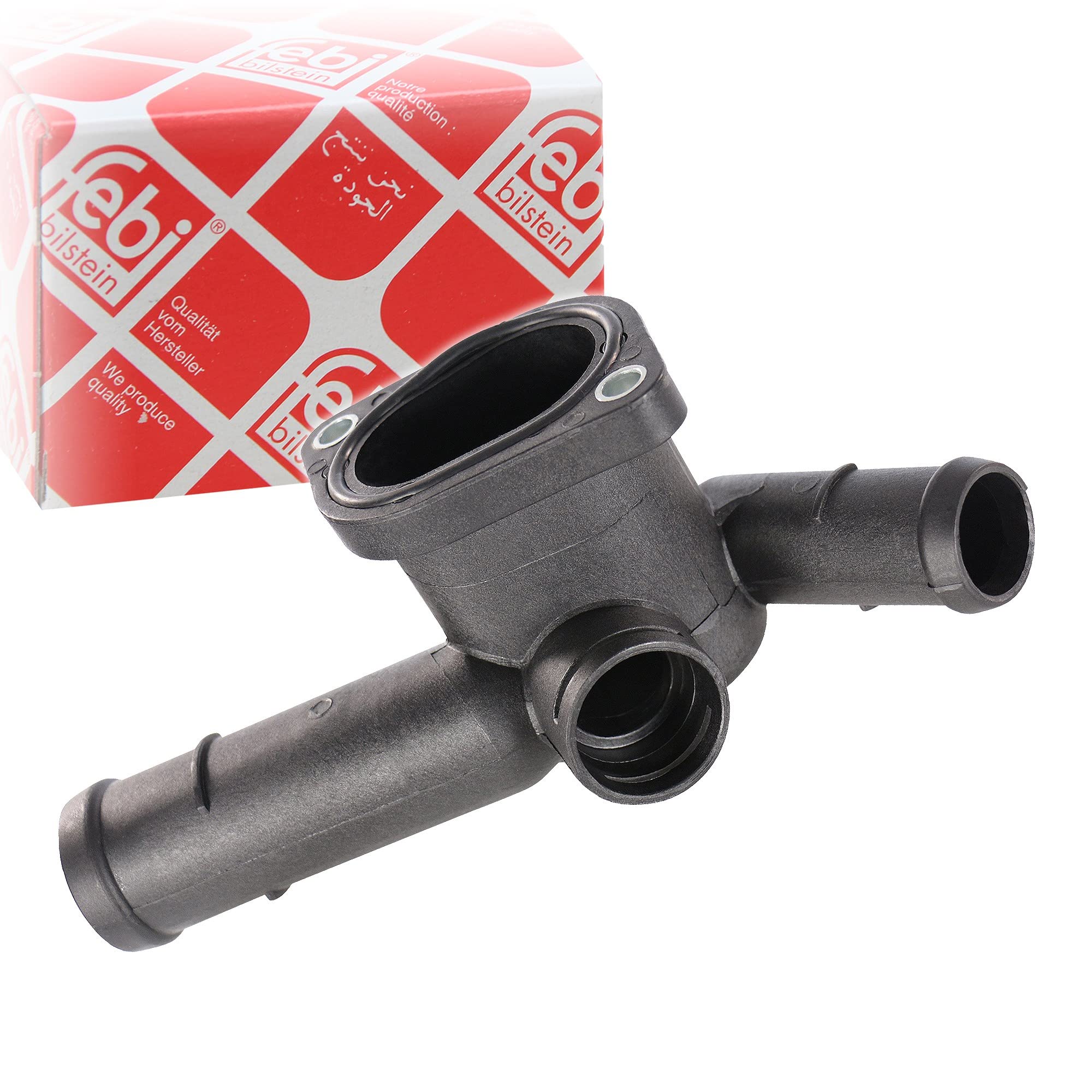 FEBI BILSTEIN 29791 Kühlmittelflansch (Wasserflansch) – linke Einbauposition, Zylinderkopf, Kunststoff, ca. 0,12 kg