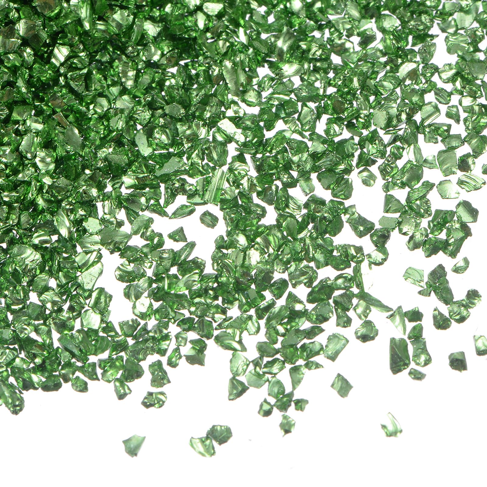 HARFINGTON 40g Crushed Glass Chips 1-3mm Shiny Electroplating Irregular Broken Sprinkles Chunky Glass for Crafts DIY Resin Art Decoration Vase Filler, Lake Green