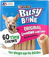Purina Busy Bone Tiny Adult Dog Chews - Rawhide-Free Long-Lasting Treats with Real Meat Center, 60 Ct for Toy Breeds