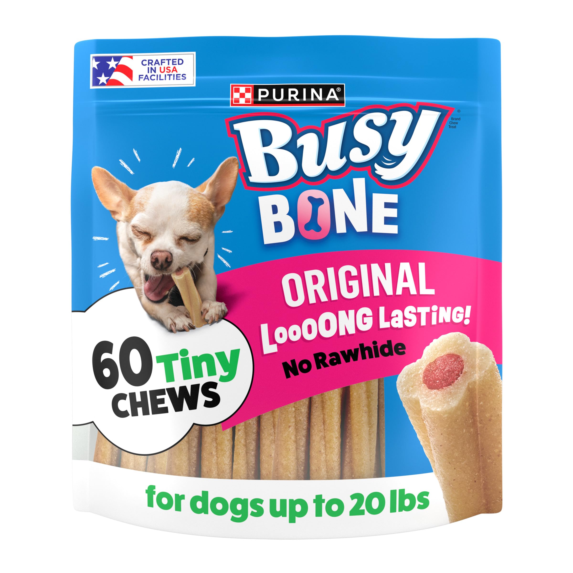 Purina Busy Made in USA Facilities Toy Breed Dog Bones, Tiny - (Pack of 4) 60 ct. Pouches