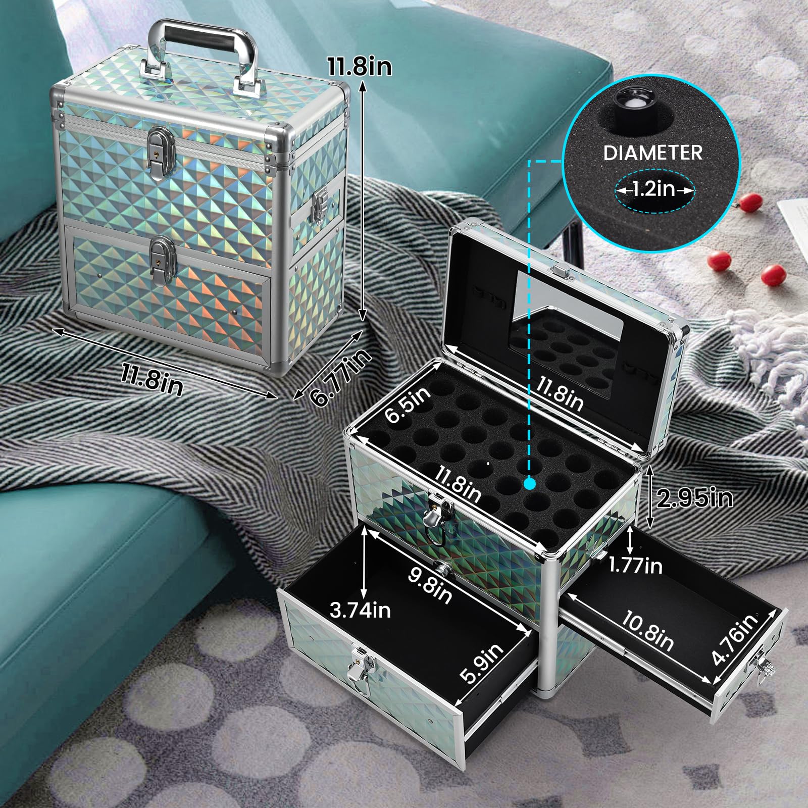 Amazon.com : FRENESSA Extra Large Makeup Organizer Case Cosmetic