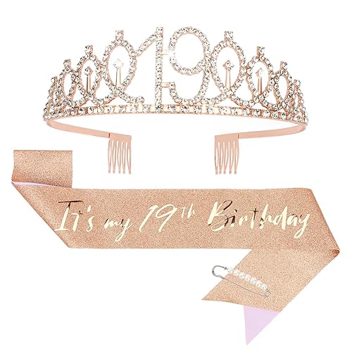 Miniatura 47 de CIEHER Juego de corona de cumpleaños 50 + banda de 50 y fabulosa banda + pin de perlas, tiara, regalos de 50, decoraciones para mujeres amigas