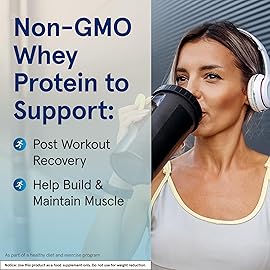 Jarrow Formulas Whey Protein with 18 g of Protein, 3.8 g of BCAAs, and Glutamine, Dietary Supplement for Muscle Function and Recovery Support, 32 oz Unflavored Powder, Approximately 38 Day Supply