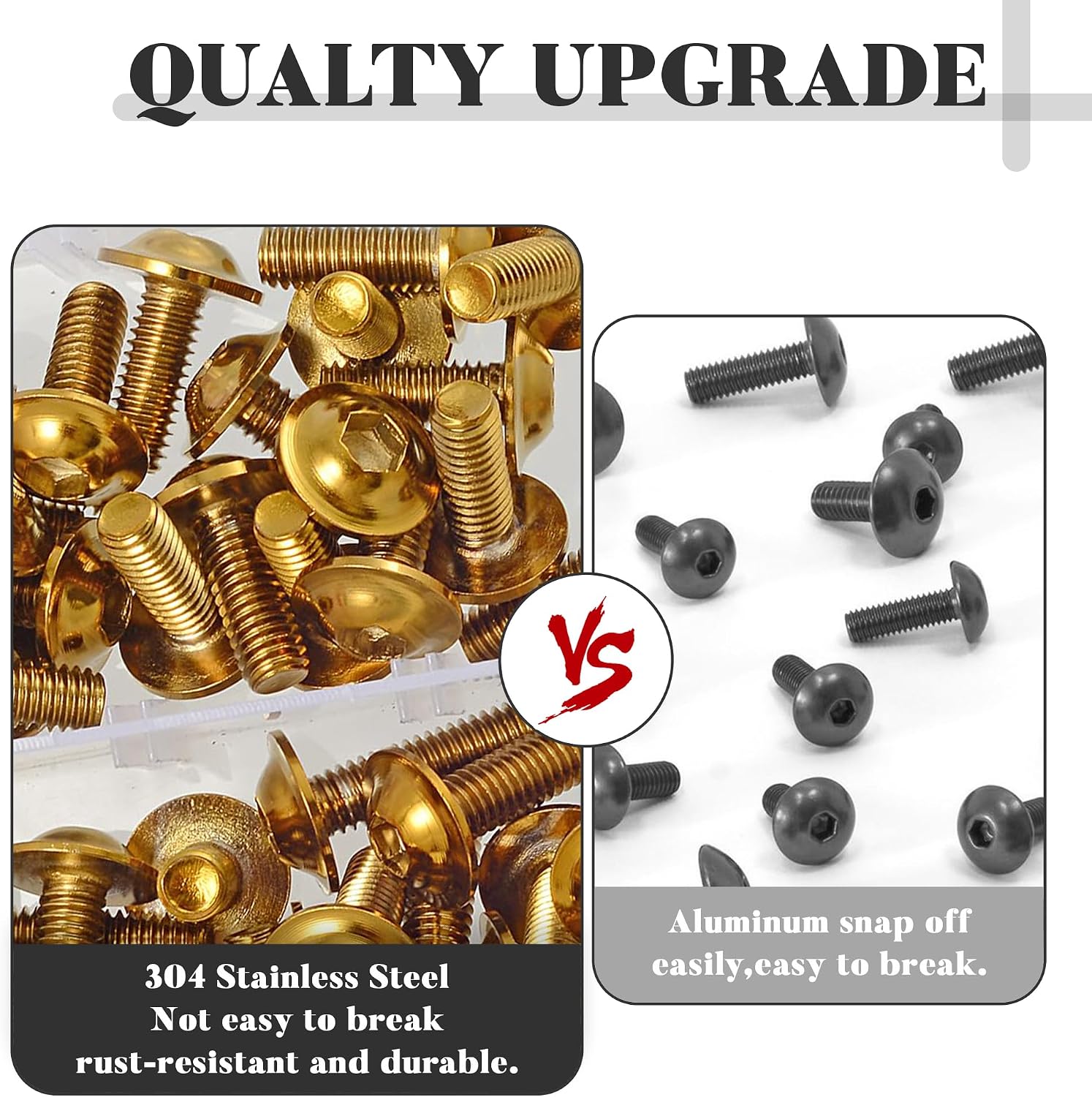 Motorcycle Fairing Bolt Kit 210pcs 304 Stainless Steel M5 M6 Fairing Screws Fasteners Universal Nut Clips Maintenance Restoration Kit for Kawasaki Suzuki Honda Yamaha BMW (Gold)