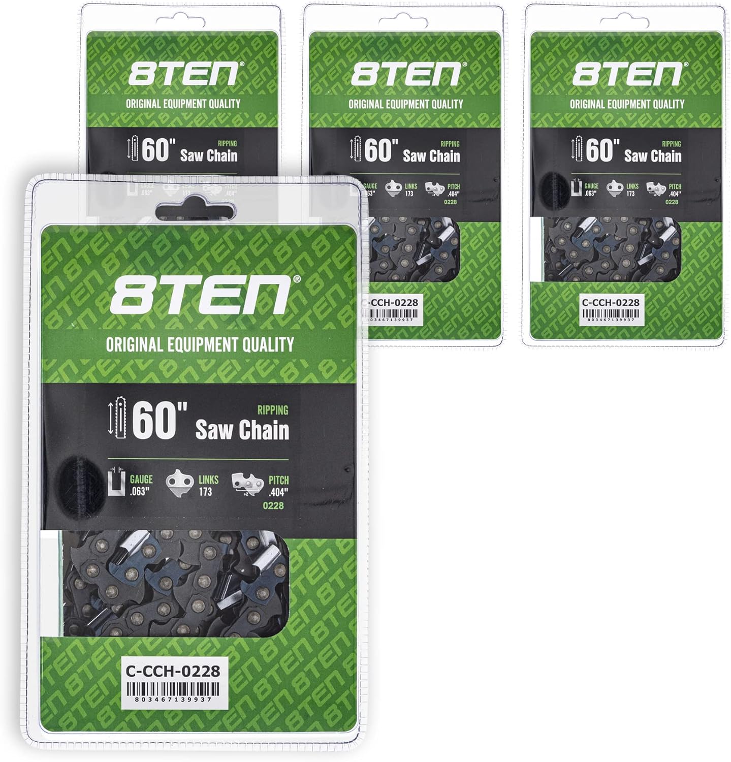 8TEN Ripping Chainsaw Chain 60 Inch .063 .404 173DL for Stihl 051 070 075 076 084 088 MS880 090 (2 Pack)