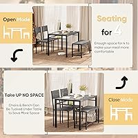 Vista 12 de Shahoo Mesa de cocina y 2 sillas para 4 personas con banco, juegos de comedor de 4 piezas para espacios pequeños, color marrón rústico