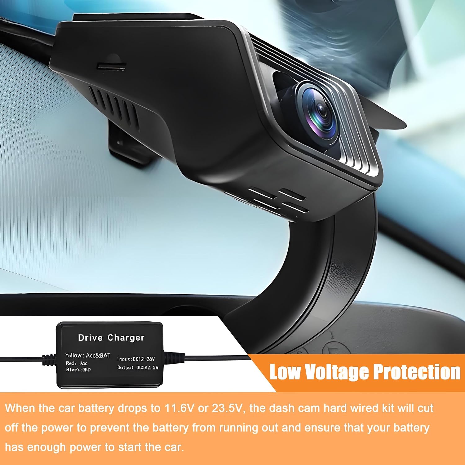 MAYWILLA Dash Cam Acc Hardwire Kit,USB Type C 12V-24V to 5V/2.5A Car Dash Camera Charger Cable Low Voltage Protection 24h Parking Surveillance with Fuse Tap for Car Dashcam, GPS, Radar-11.5FT image 4