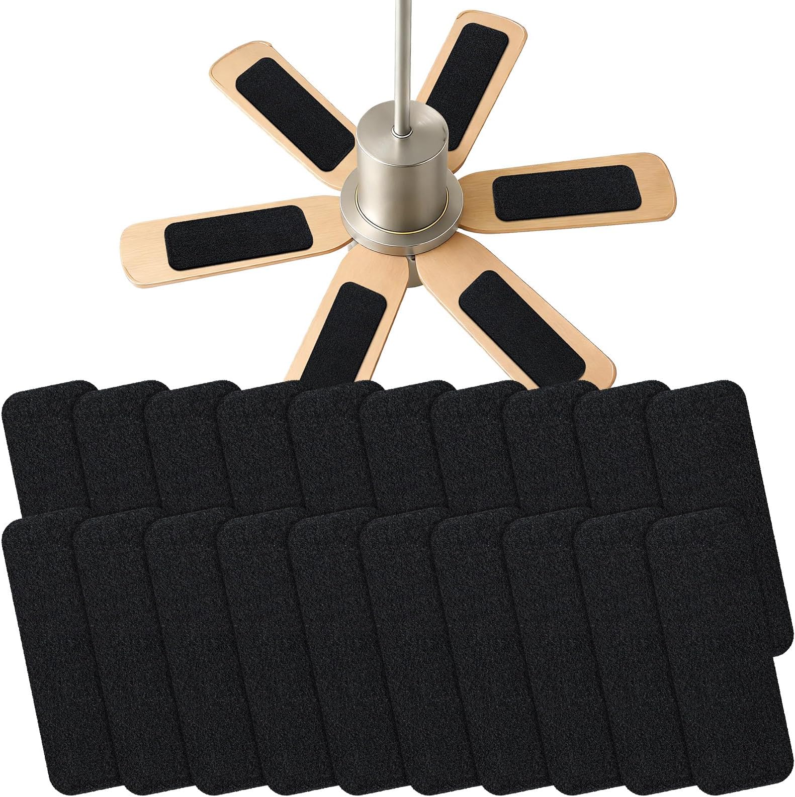 20 Pack Ceiling Fan Filters for Blades, Activated Coconut Shell Carbon Fan Blade Air Filters for Dust, Odors & Pet Dander, Easy Stick Universal Fit Ceiling Fan Air Purifier Pads, Unscented