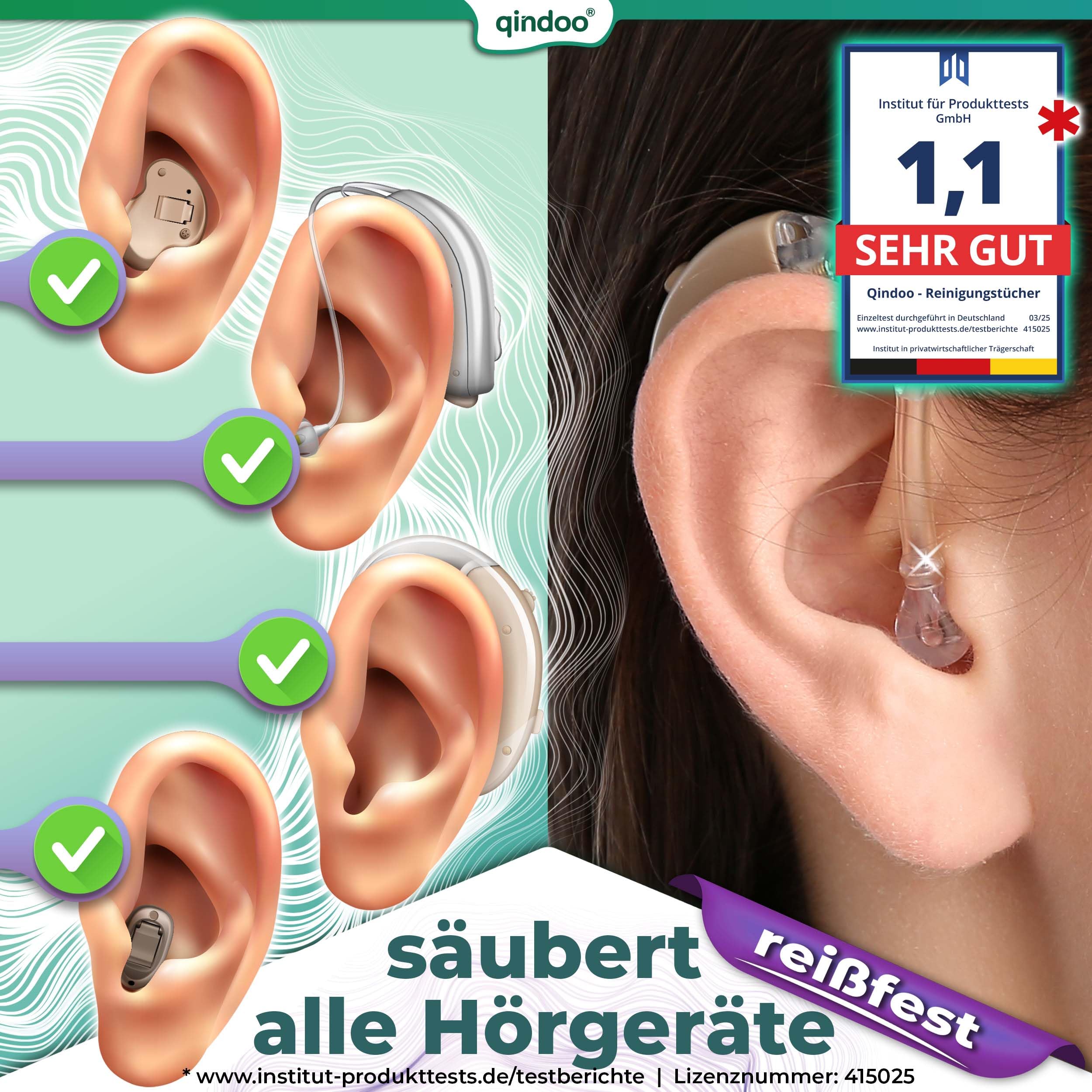 300x Reinigungstücher für Hörgeräte, Qindoo Reinigung für Kopfhörer, Headset, Ohrstöpsel In-Ear Reiniger Tuch feucht und reißfest (3 Dosen)